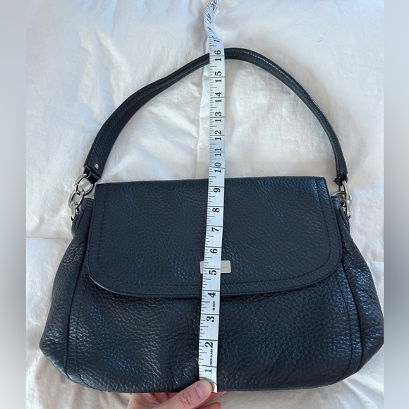 COLE HAAN Black Pebbled Leather‎ Saddle Flap Top Shoulder Bag - Picture 4 of 6